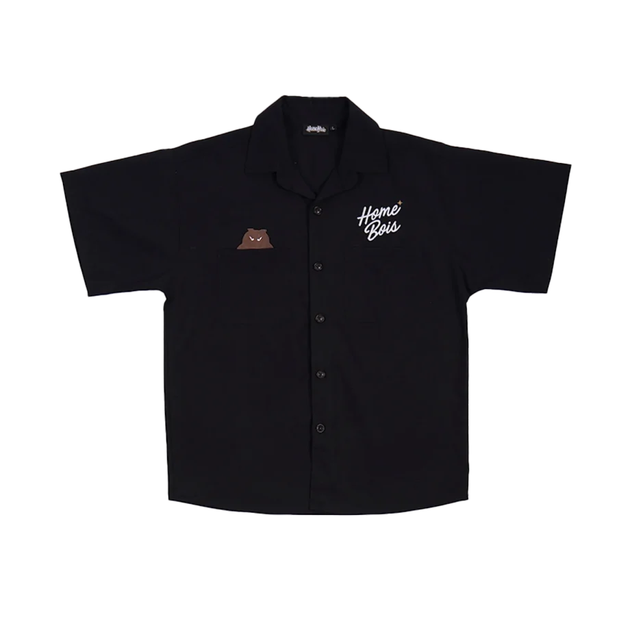 HOMEBOIS OWL WORK SHIRT [BLACK]-1