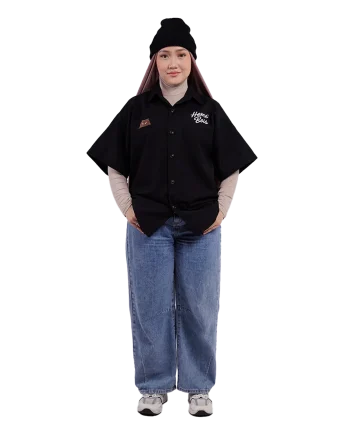 HOMEBOIS OWL WORK SHIRT [BLACK]-3