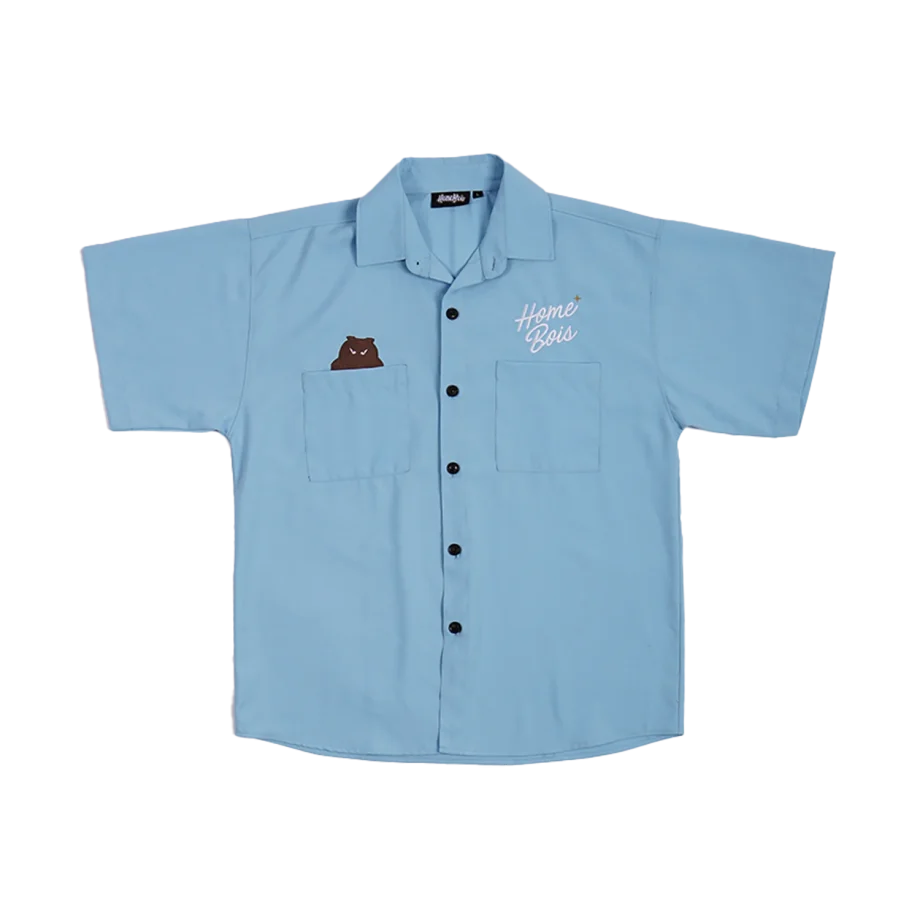 HOMEBOIS OWL WORK SHIRT F&F [BLUE]-1