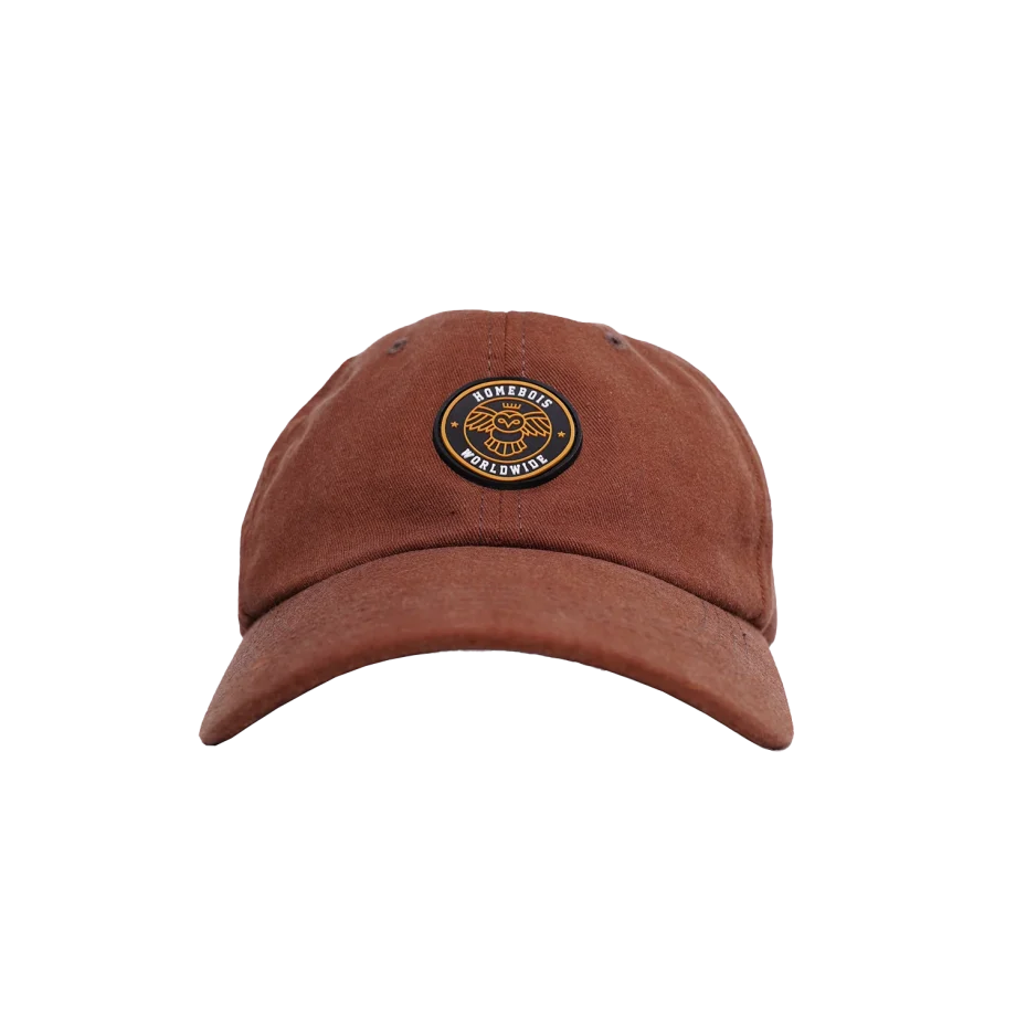 HOMEBOIS RUBBER PATCH HAT [BROWN WASH]-1